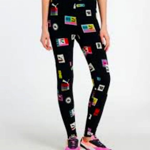 Puma Brand Love Printed Leggings-Small #1644 - Picture 1 of 14
